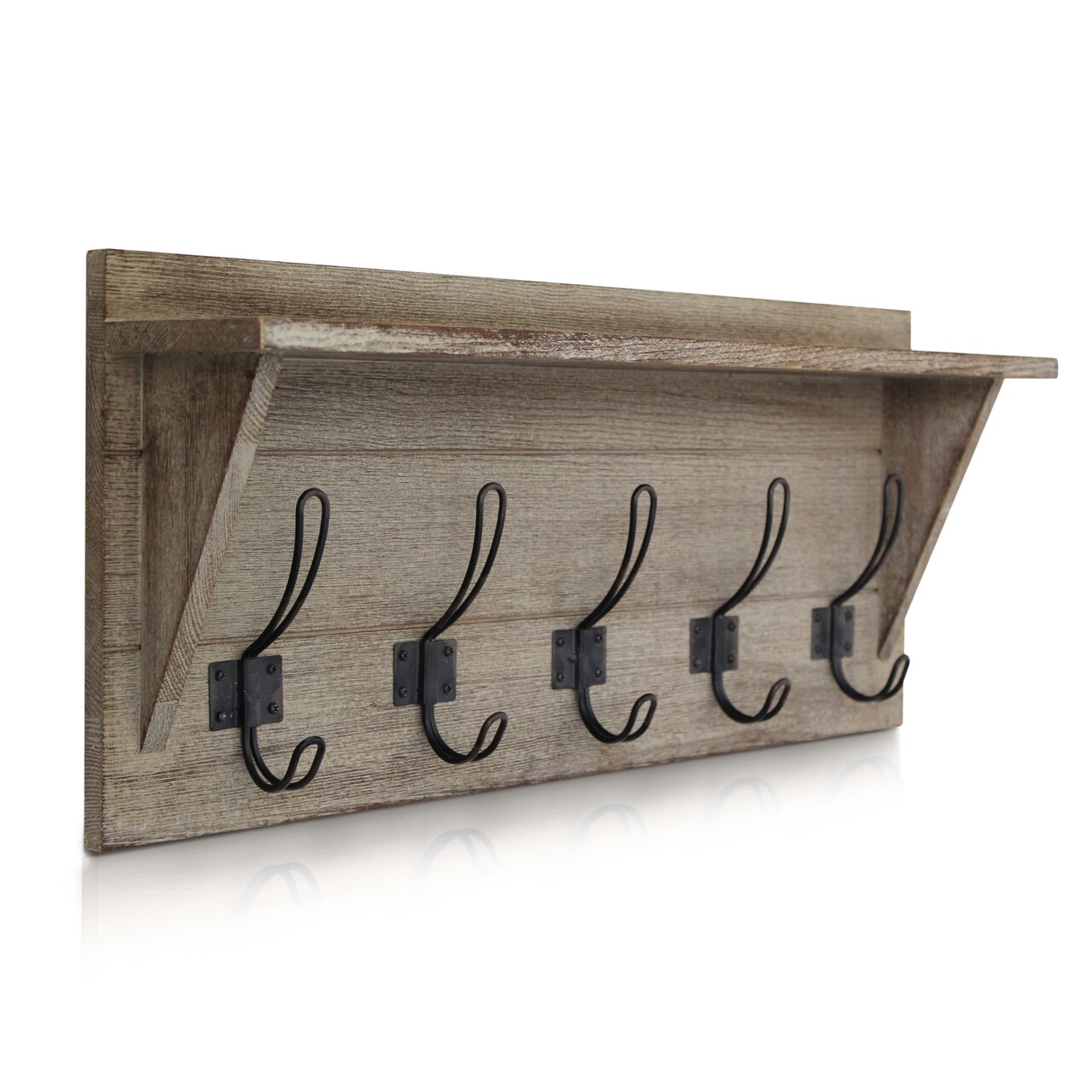 HBCY Creations Rustic Wall Mounted Coat Rack Shelf - Wooden